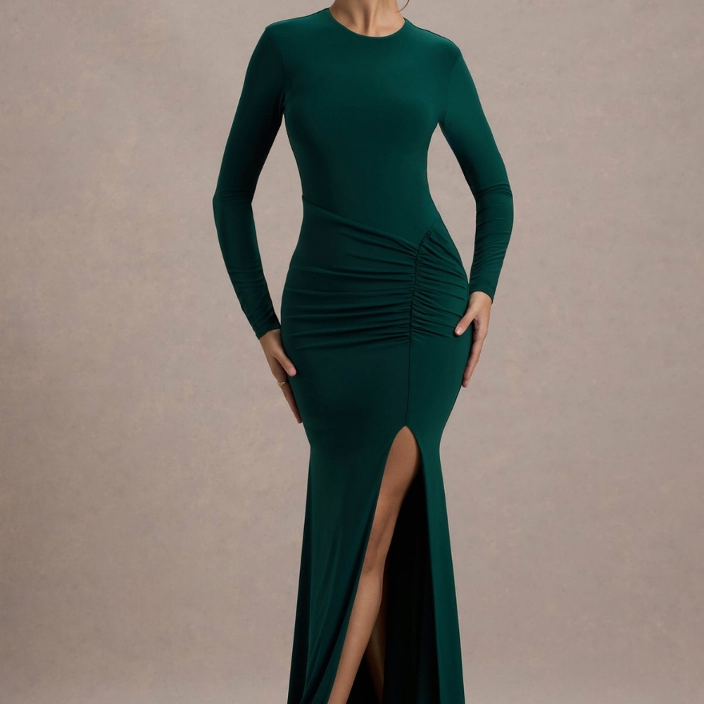 Club L London Teal Long Sleeve Dress